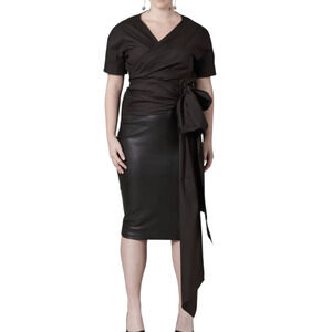 Universal Standard Marano Cooling Stretch Cupro Wrap Top Black XL 26 28
